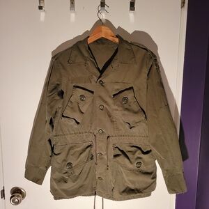 Vintage Olive Green Military Cargo Jacket